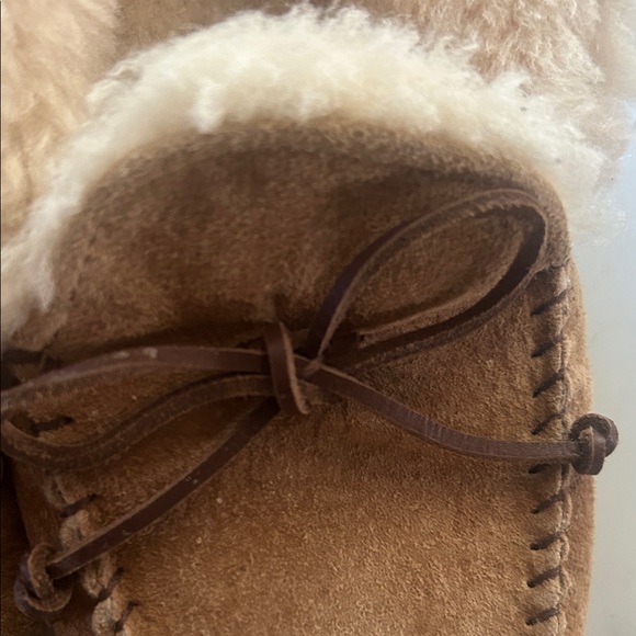Cozy Tan Kids Moccasin Slippers - Picture 7 of 7
